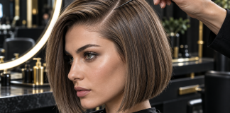 Italian Bob mit Deep Side Part Warum dieser Kinn-Bob gerade die strengen Büro-Schnitte ablöst