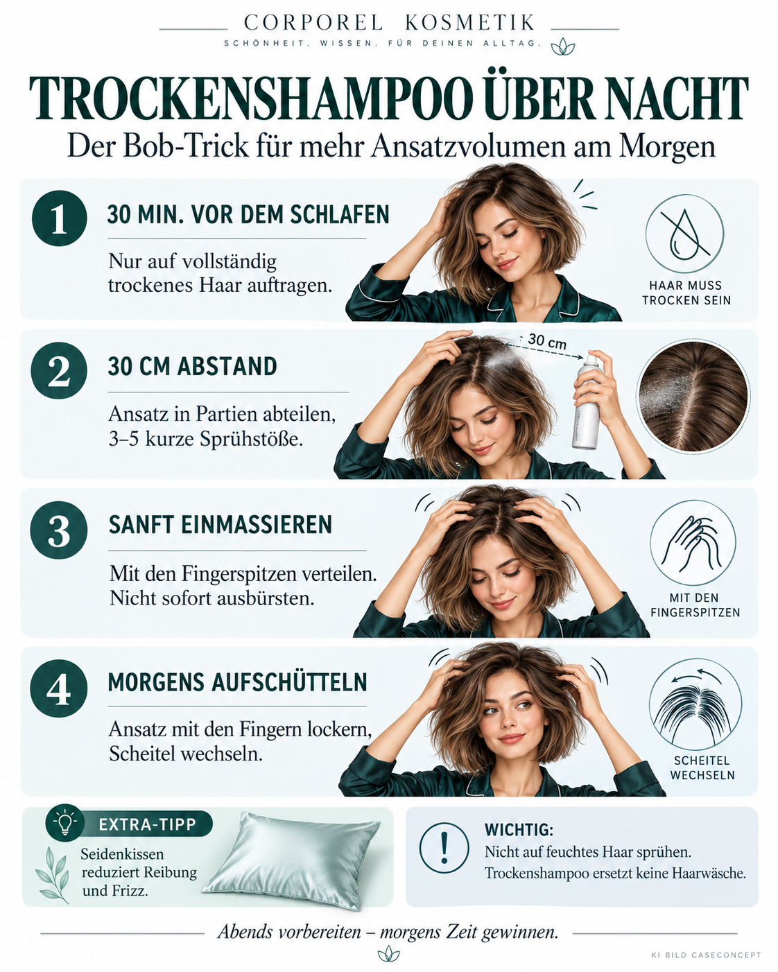 Trockenshampoo über Nacht